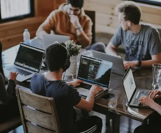 Tech professionals collaborating on digital solutions
