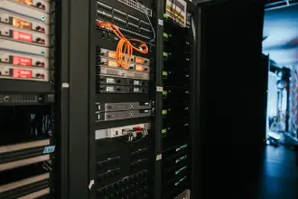 Data centre rows of server hardware for shared, VPS and dedicated hosting